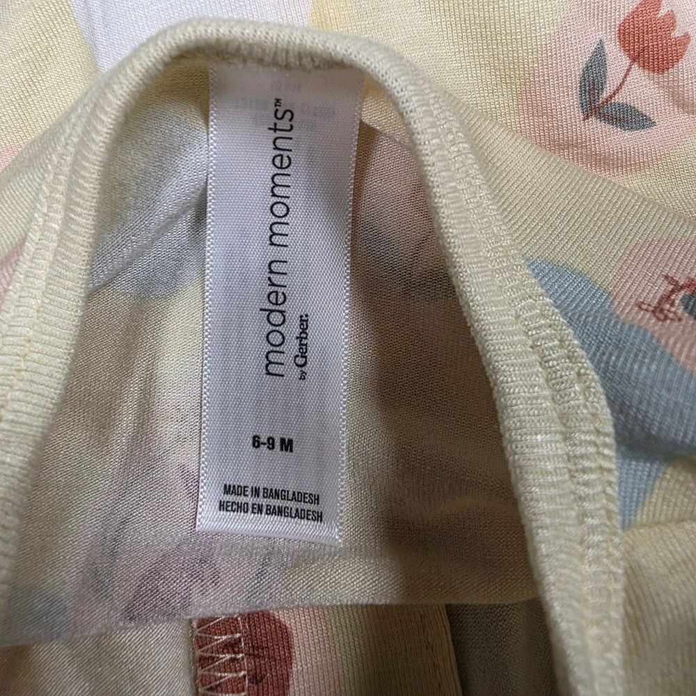 Modern Moments by Gerber Baby 6-9M Painted Eggs Viscose Footed Sleeper Yellow